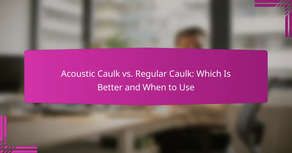 Acoustic Caulk vs. Regular Caulk: Which Is Better and When to Use