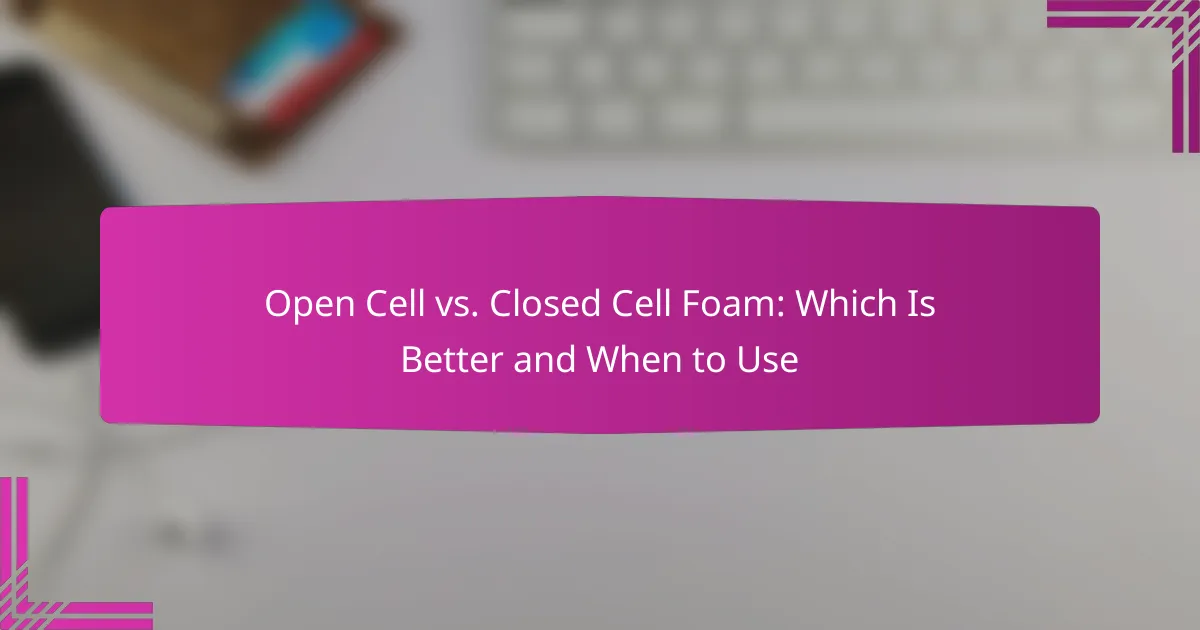 Open Cell vs. Closed Cell Foam: Which Is Better and When to Use