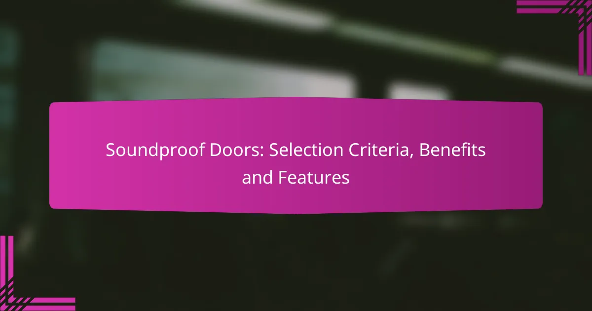 Soundproof Doors: Selection Criteria, Benefits and Features