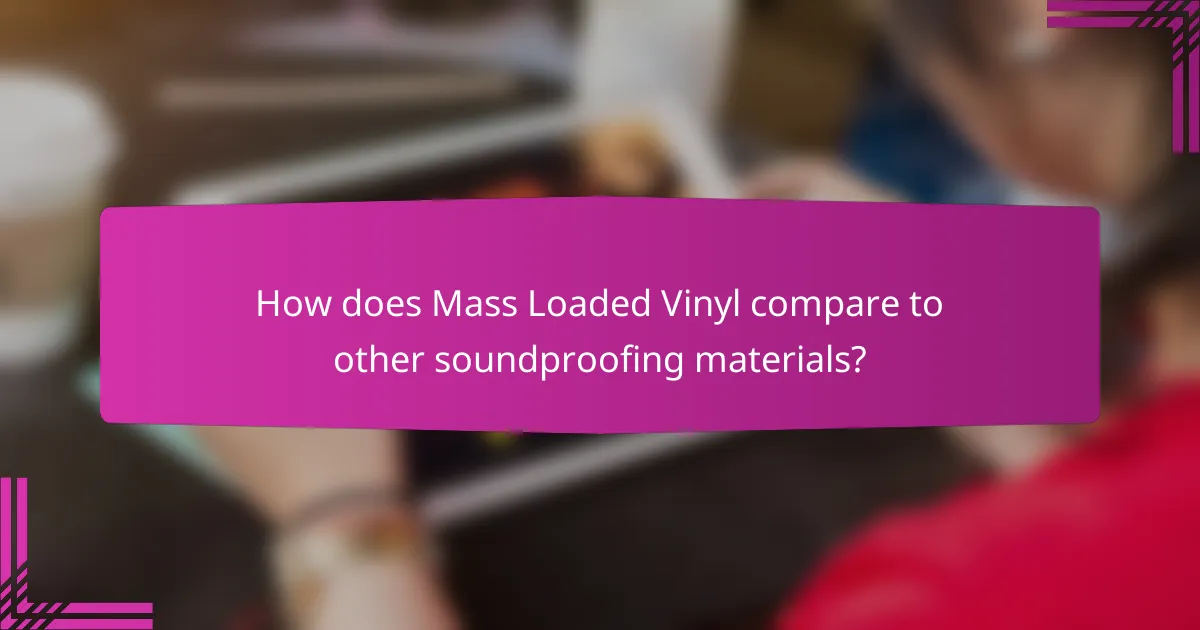 How does Mass Loaded Vinyl compare to other soundproofing materials?