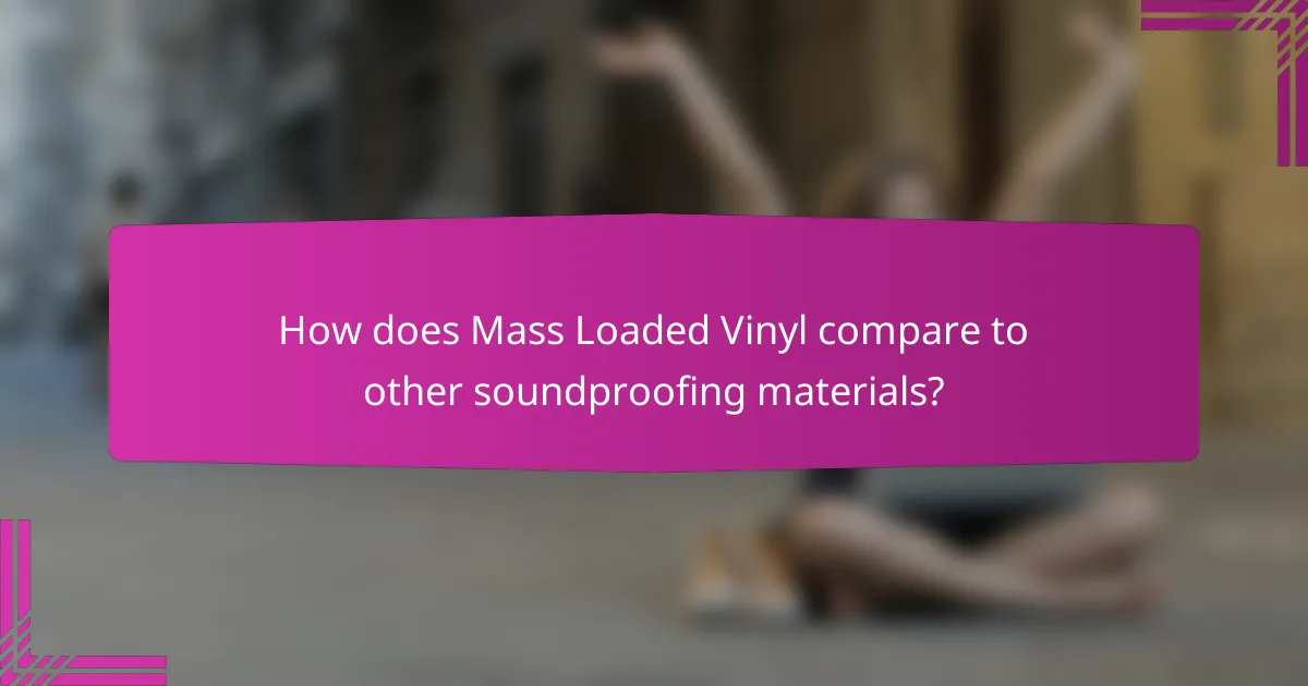 How does Mass Loaded Vinyl compare to other soundproofing materials?