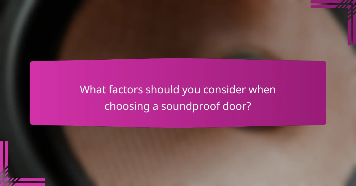 What factors should you consider when choosing a soundproof door?