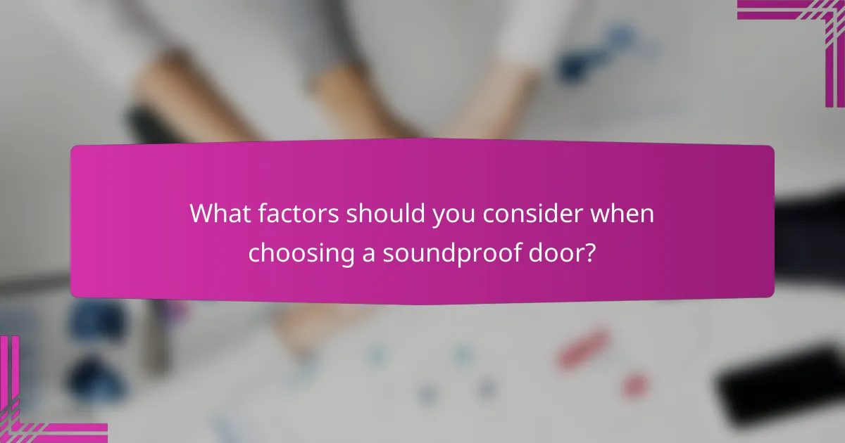 What factors should you consider when choosing a soundproof door?