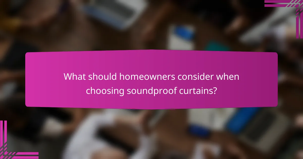 What should homeowners consider when choosing soundproof curtains?